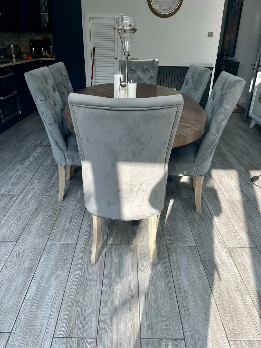 6  Dining Room Chairs Grey Suede - Image 4