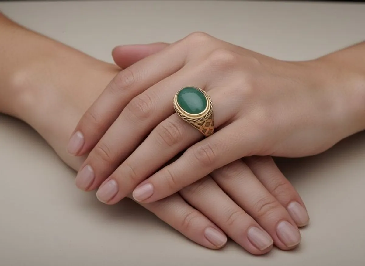 18k Gold Cabochon Jade Statement Ring(13.5 grams) - Image 1