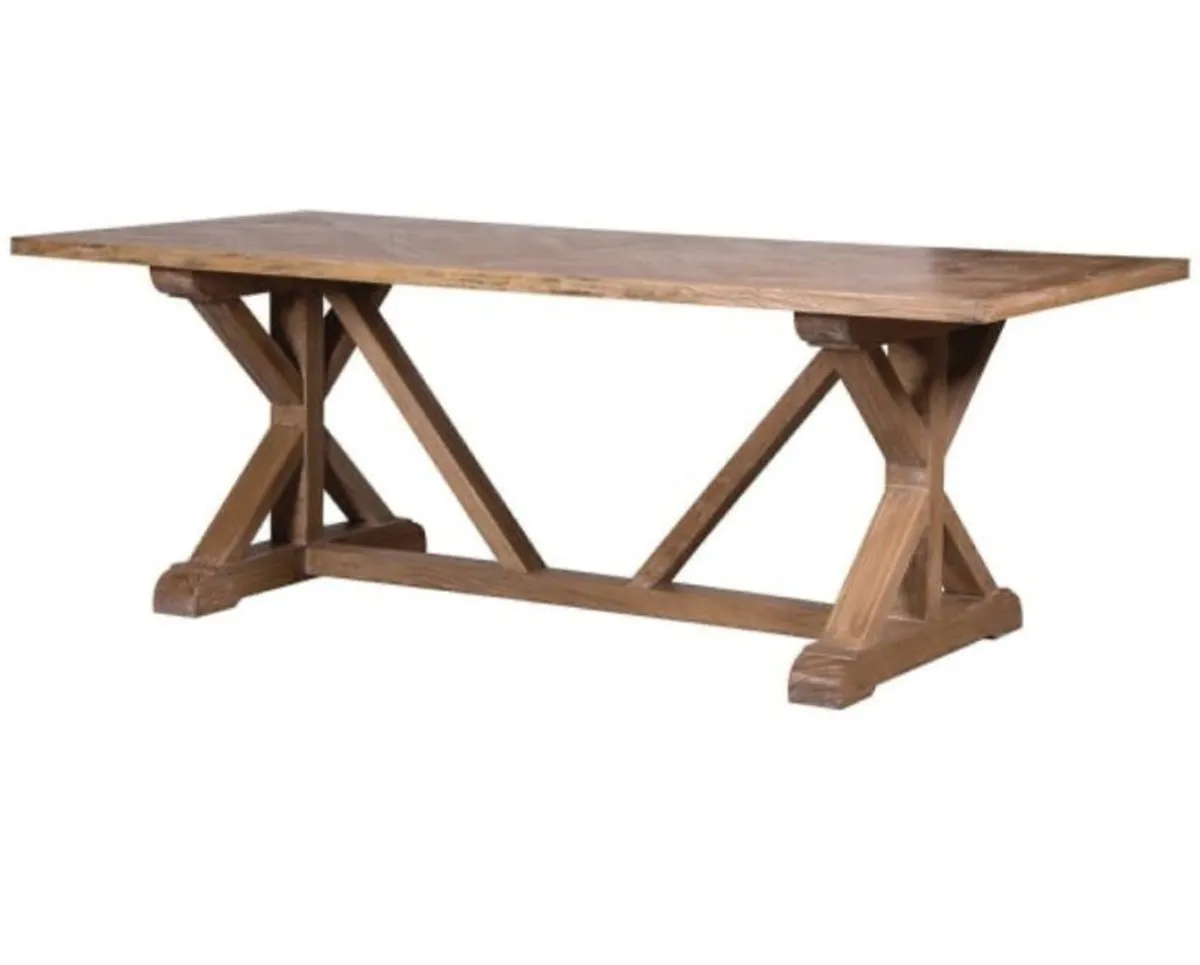 Beautiful solid Elm Table and 4 Solid Oak and velvet chairs - Image 2