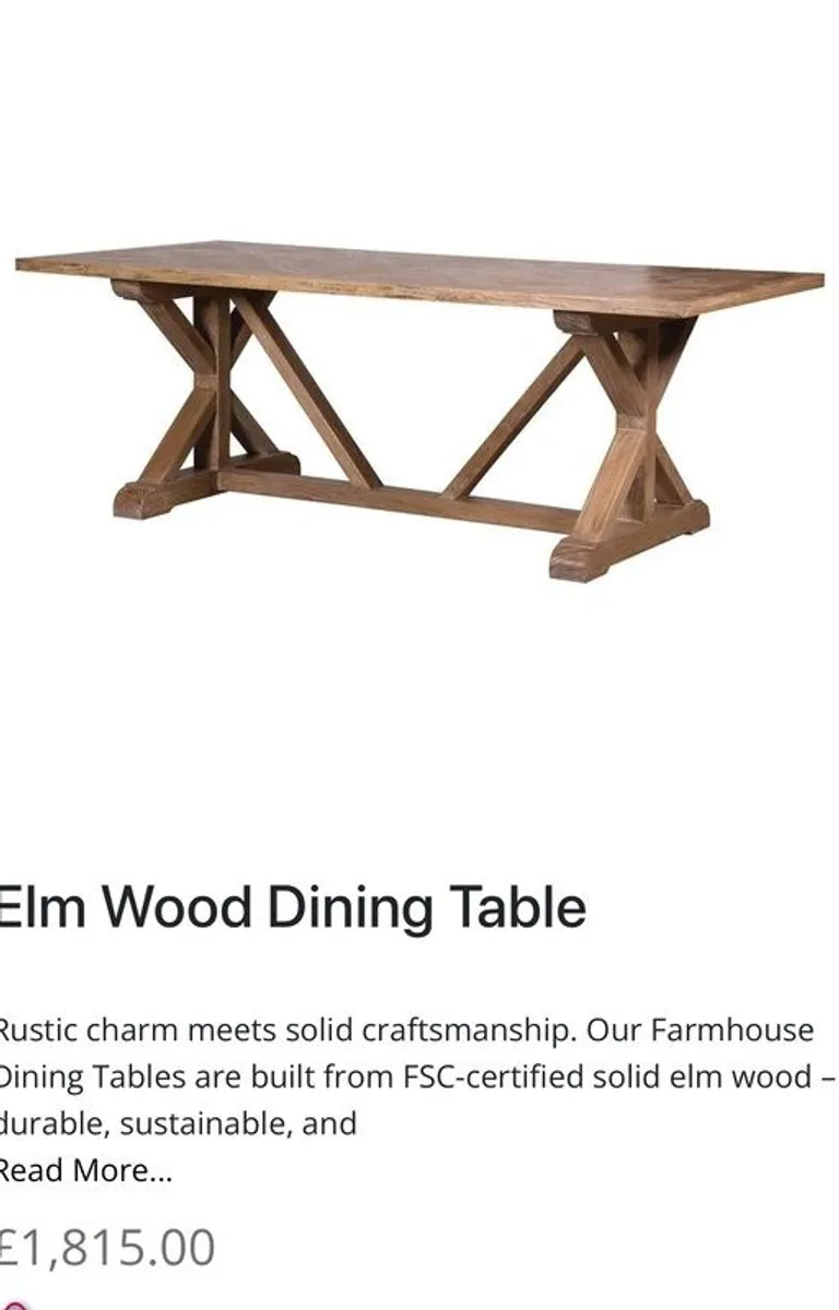 Beautiful solid Elm Table and 4 Solid Oak and velvet chairs - Image 4