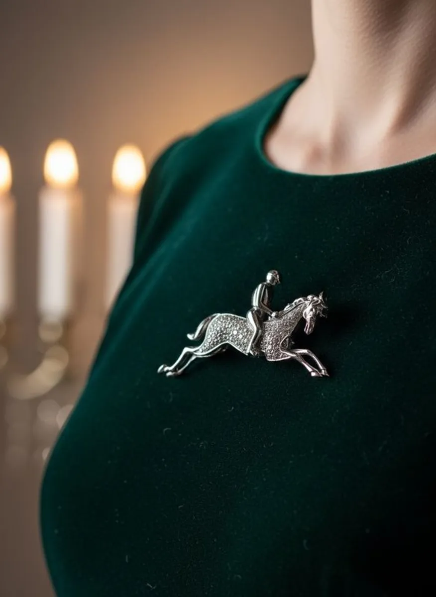 18ct Gold Diamond Horse and Jockey Brooch - Image 2