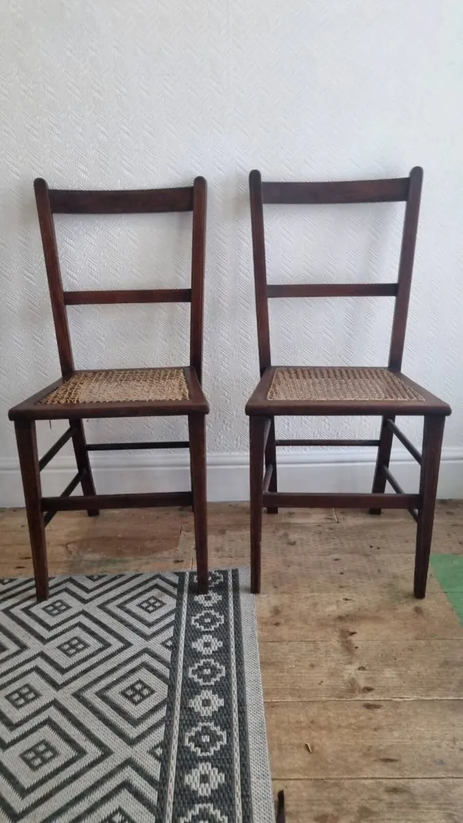 Antique Pair Edwardian Bedroom Chairs - Image 1