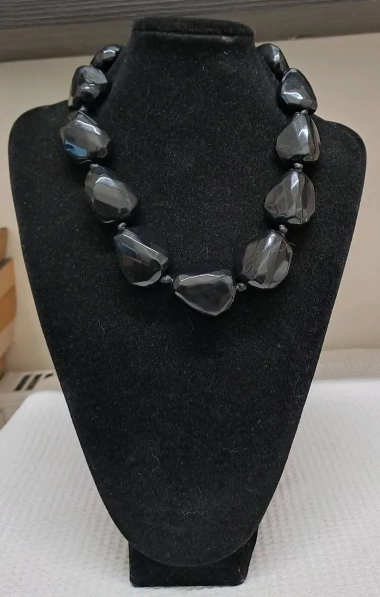 Chunky Black Bead Statement Necklace - Image 1
