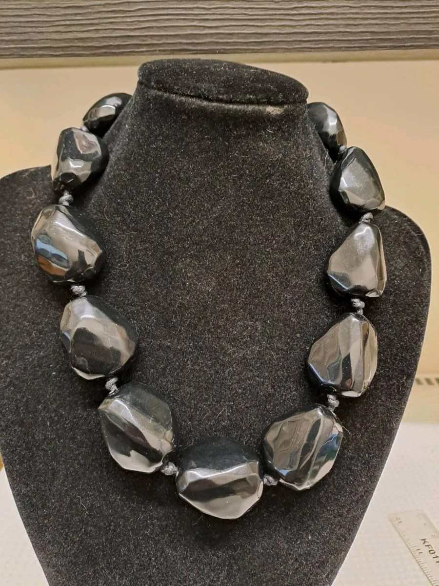 Chunky Black Bead Statement Necklace - Image 2