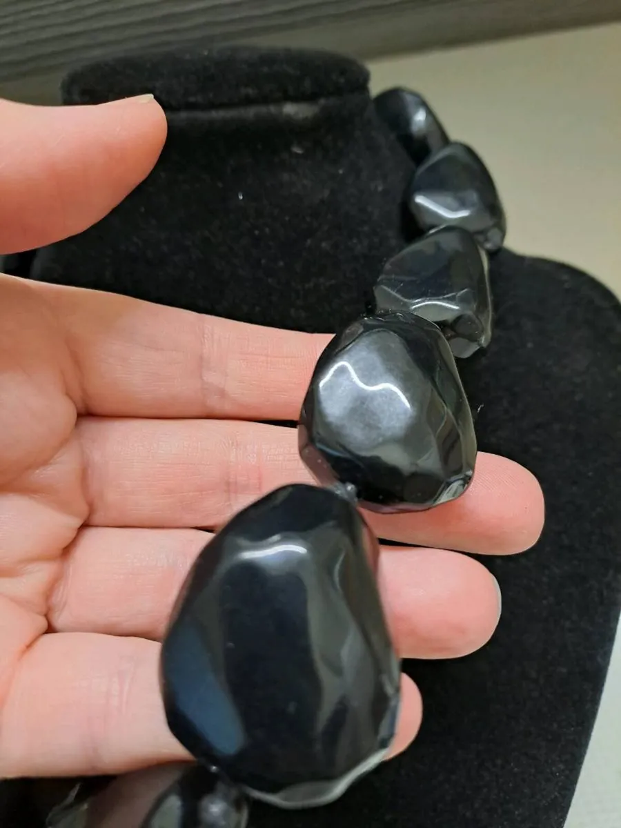 Chunky Black Bead Statement Necklace - Image 3