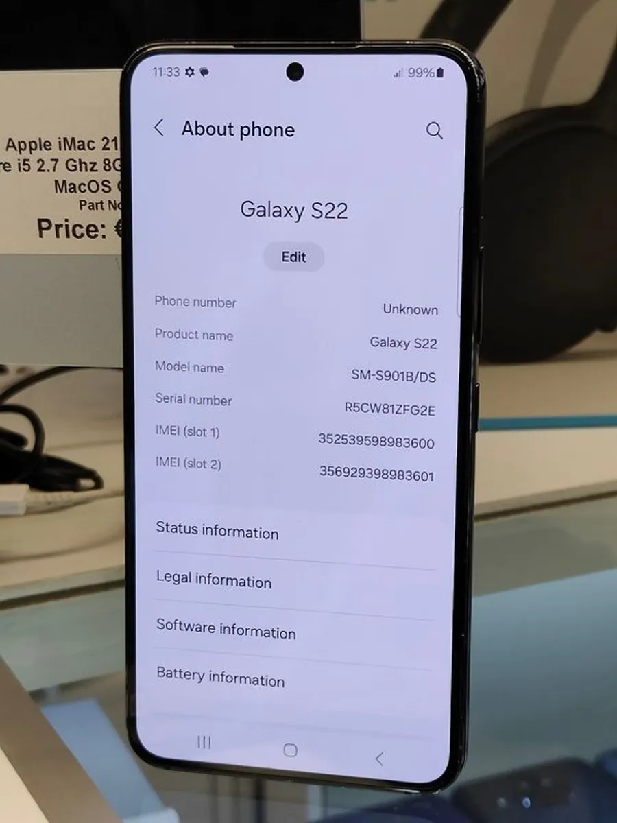 Samsung Galaxy S22 128GB Dual Sim Unlocked, Black / Excellent - Image 4