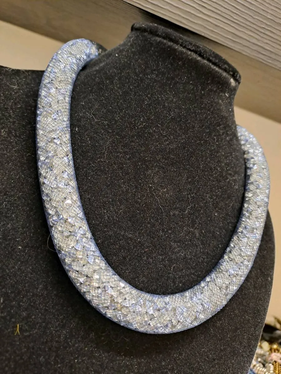 Silver Sparkle Mesh Statement Necklace - Image 2
