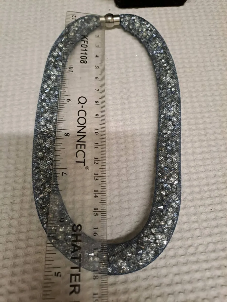 Silver Sparkle Mesh Statement Necklace - Image 3