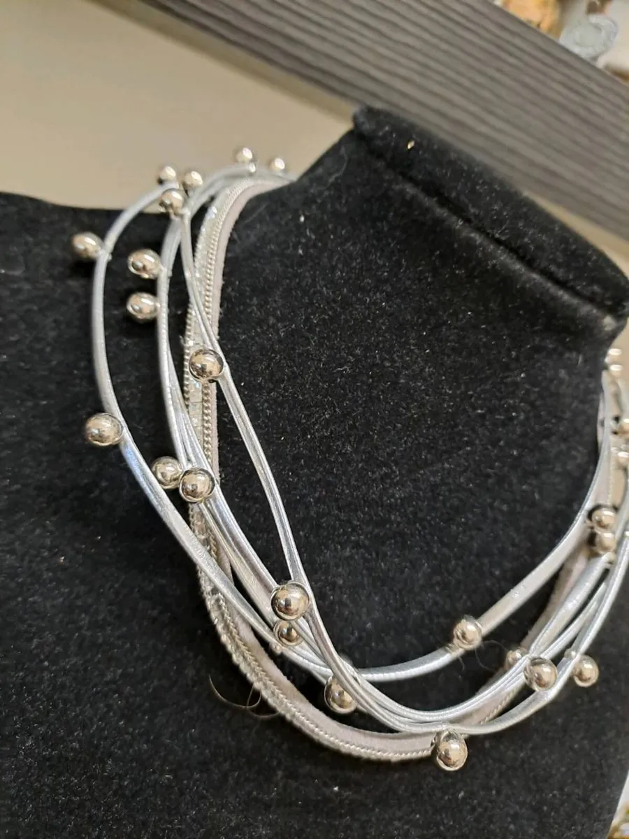 Silver Multi-Strand Statement Necklace - Image 3
