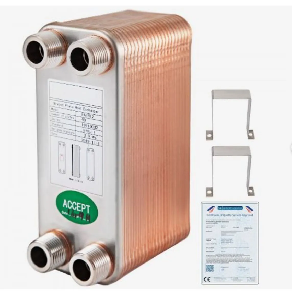 Heat Exchanger 3/4” MNPT Ports Brazed Plate - Image 1