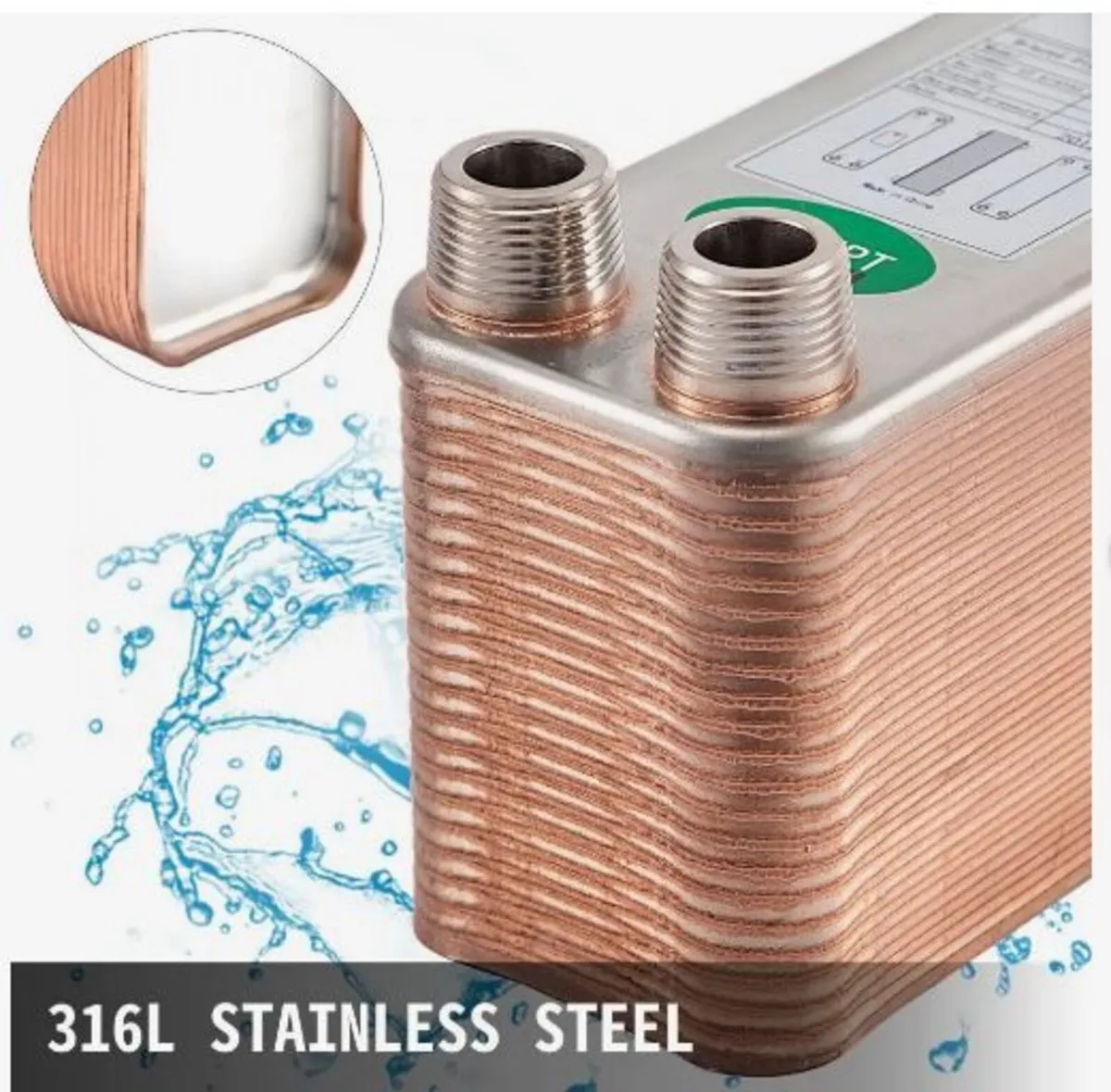 Heat Exchanger 3/4” MNPT Ports Brazed Plate - Image 2