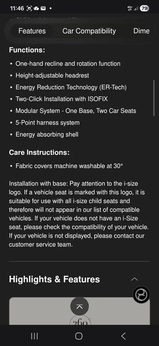 Cybex  Sirona  T i size car seat - Image 2