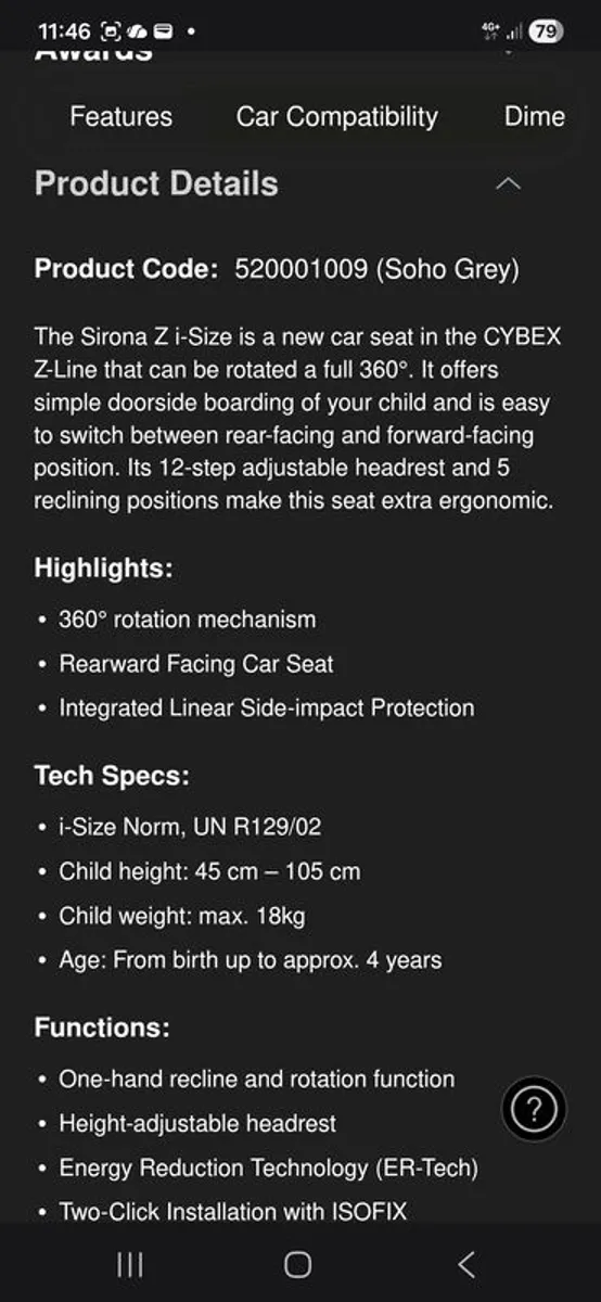 Cybex  Sirona  T i size car seat - Image 3