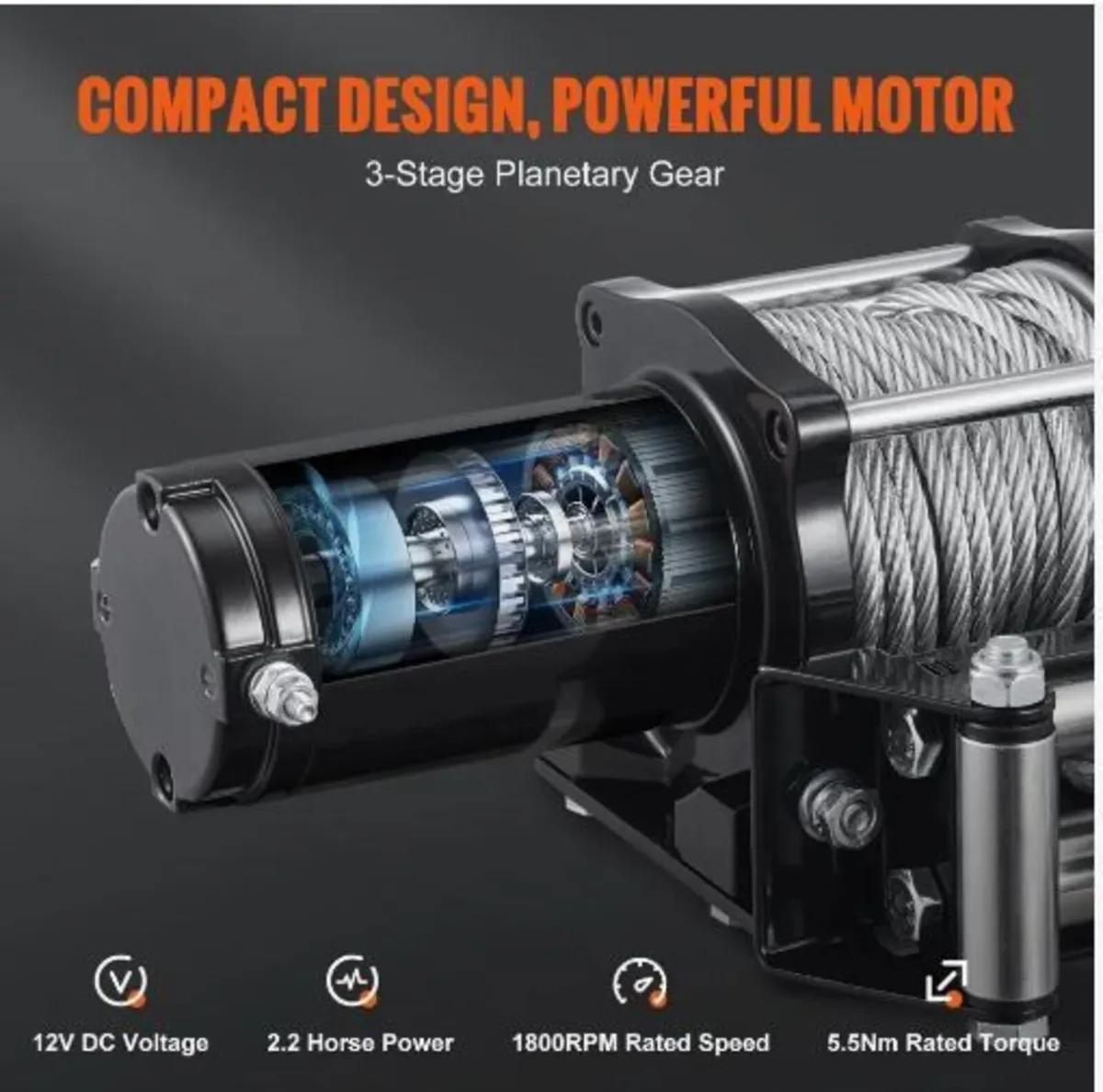 Electric Winch, 12V 4500 lb Load Capacity - Image 3
