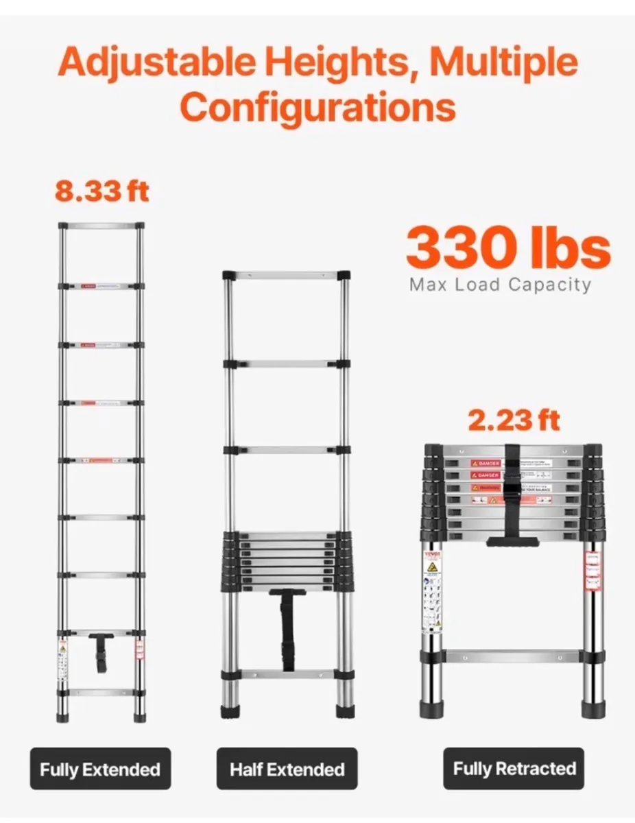 Telescopic Ladder 2.6metre 8.5ft NEW - Image 2