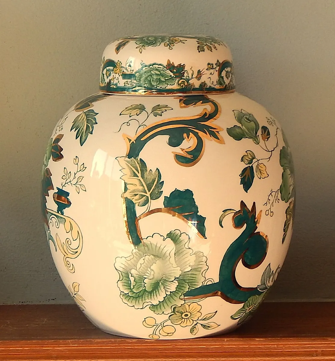 Large Mason’s Ironstone Chartreuse Ginger Jar - Image 2
