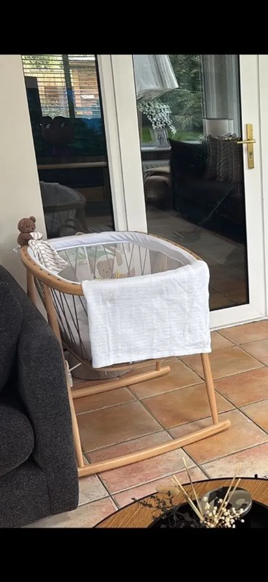 Wooden Crid/Cradle and wooden rocking chair - Image 2