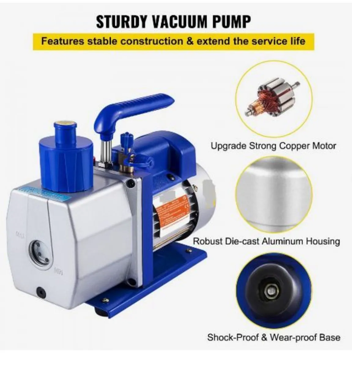 Single Stage Vacuum Pump Rotary Vane 7CFM - Image 3