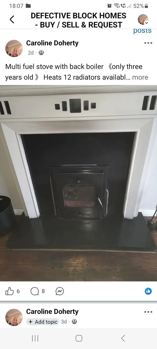 Back boiler three years old heats 12 radiators