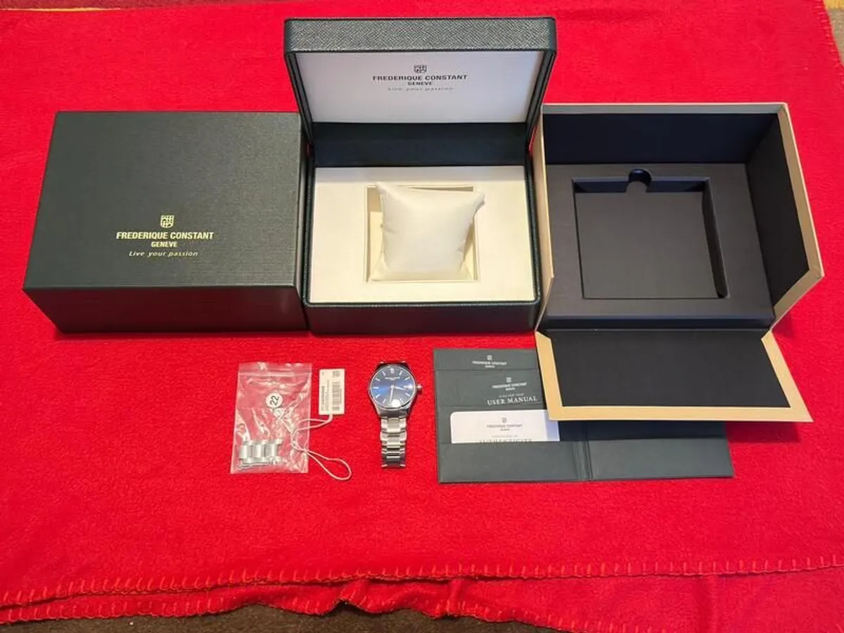 Frederique Constant Classics Swiss Made Watch, Blue Dial, Full Set - Image 1