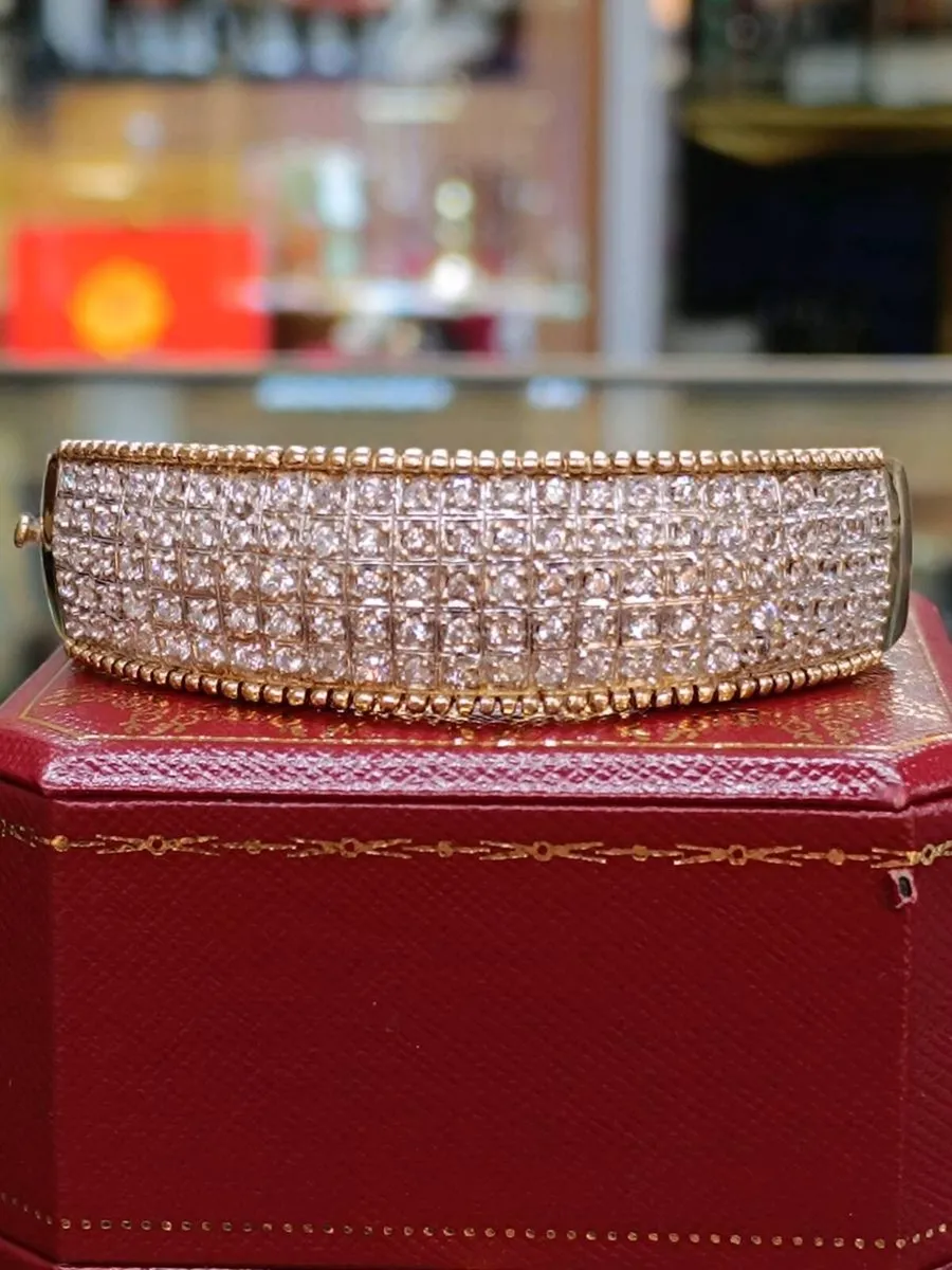 9k Yellow Gold Zirconia Vintage Pave Bracelet - Image 1