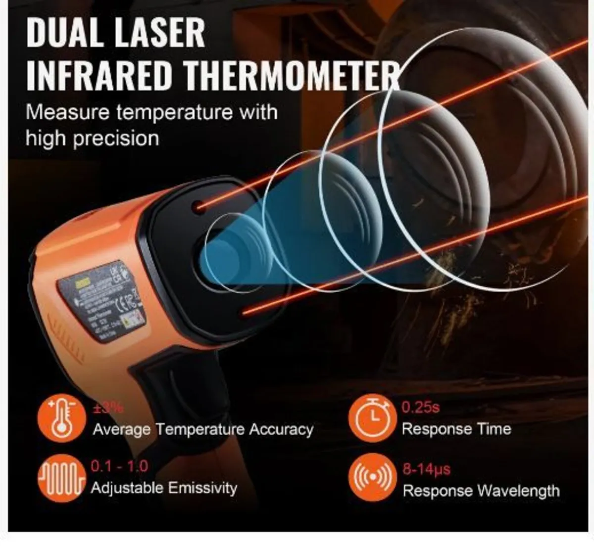Infrared Thermometer, -40~2732°F Dual Laser - Image 2