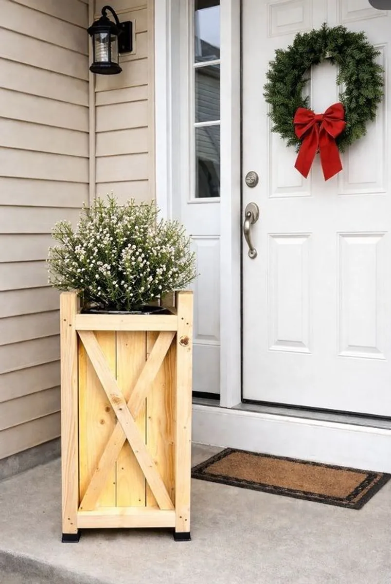 Solid Wood Front Door Planter Box - pair - Image 1