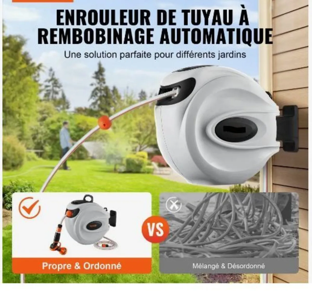 Retractable Hose Reel Water Hose Reel 25m x 1.3cm - Image 3