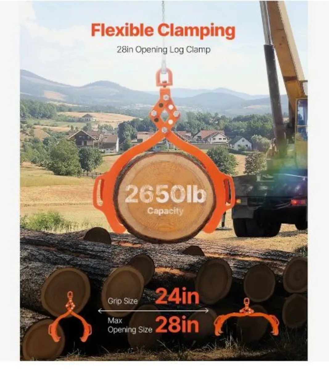 28in Log Lifting Tongs, 4-Claw Log Tongs - Image 2