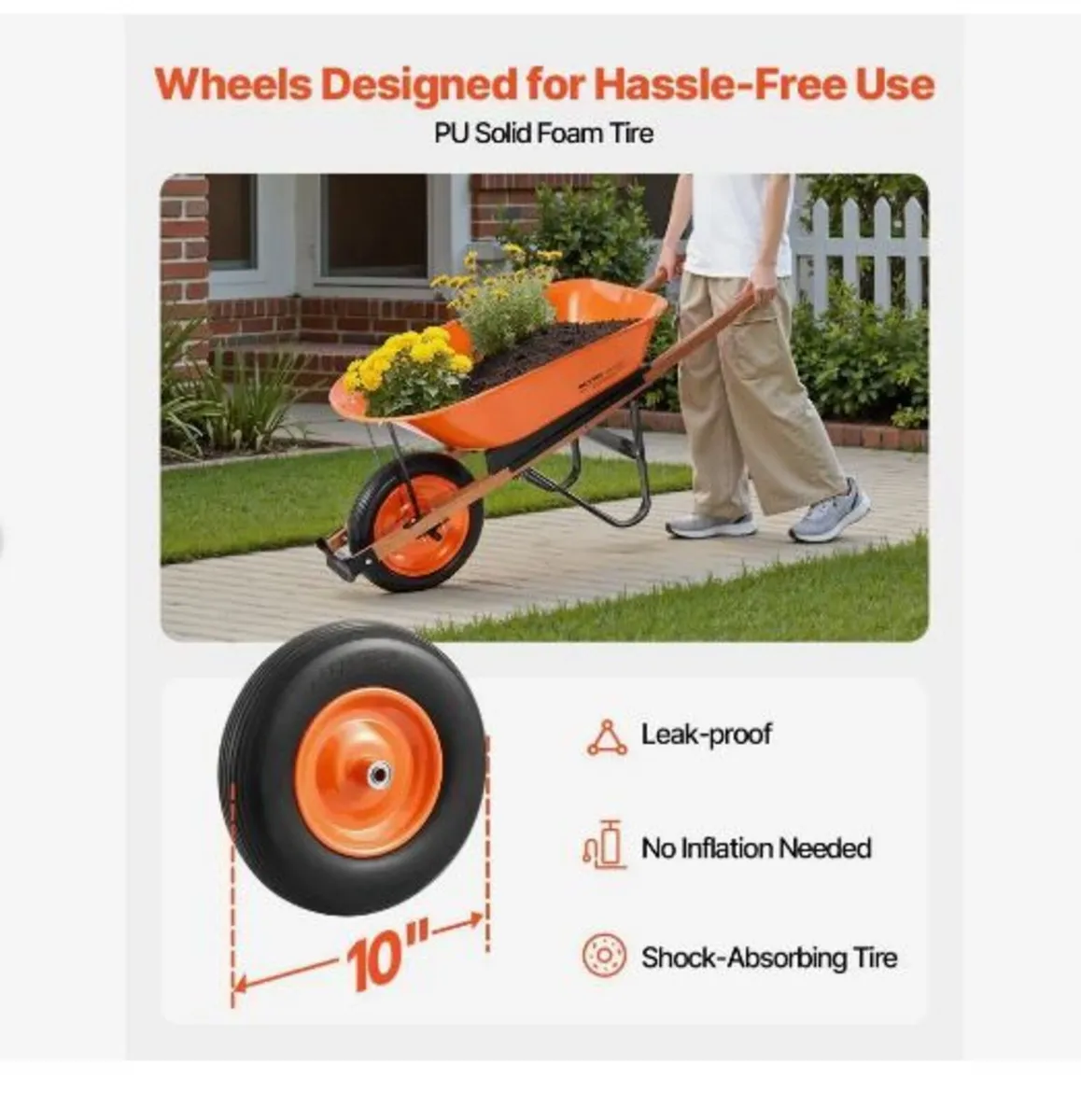 Wheelbarrow Cart, 5 Cu. Ft. Load & 330 lbs Capacit - Image 1