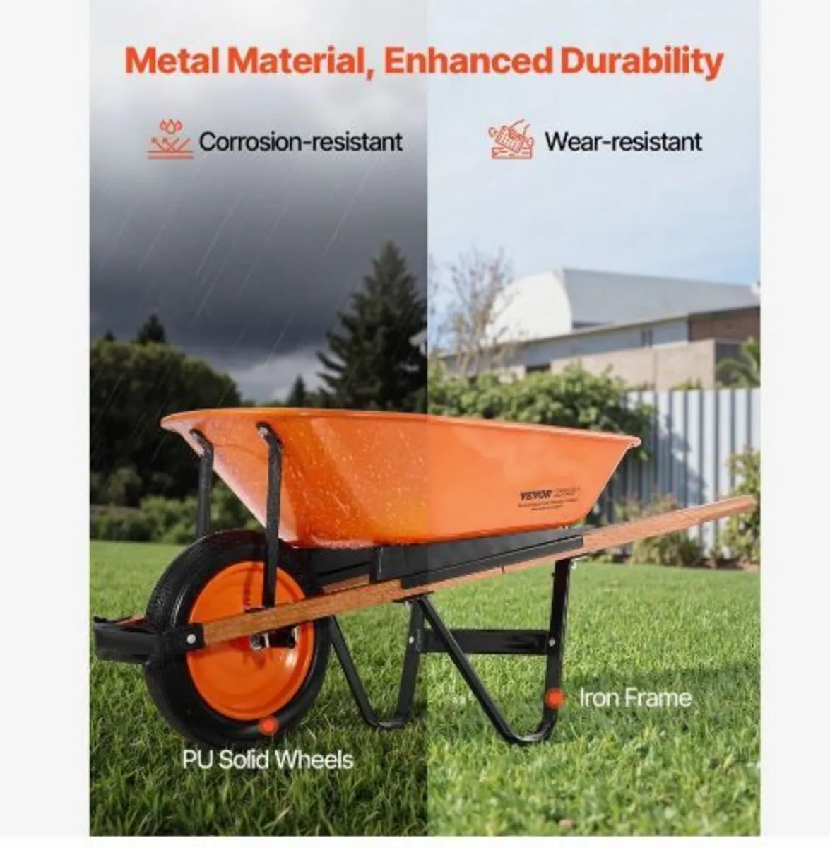 Wheelbarrow Cart, 5 Cu. Ft. Load & 330 lbs Capacit - Image 2