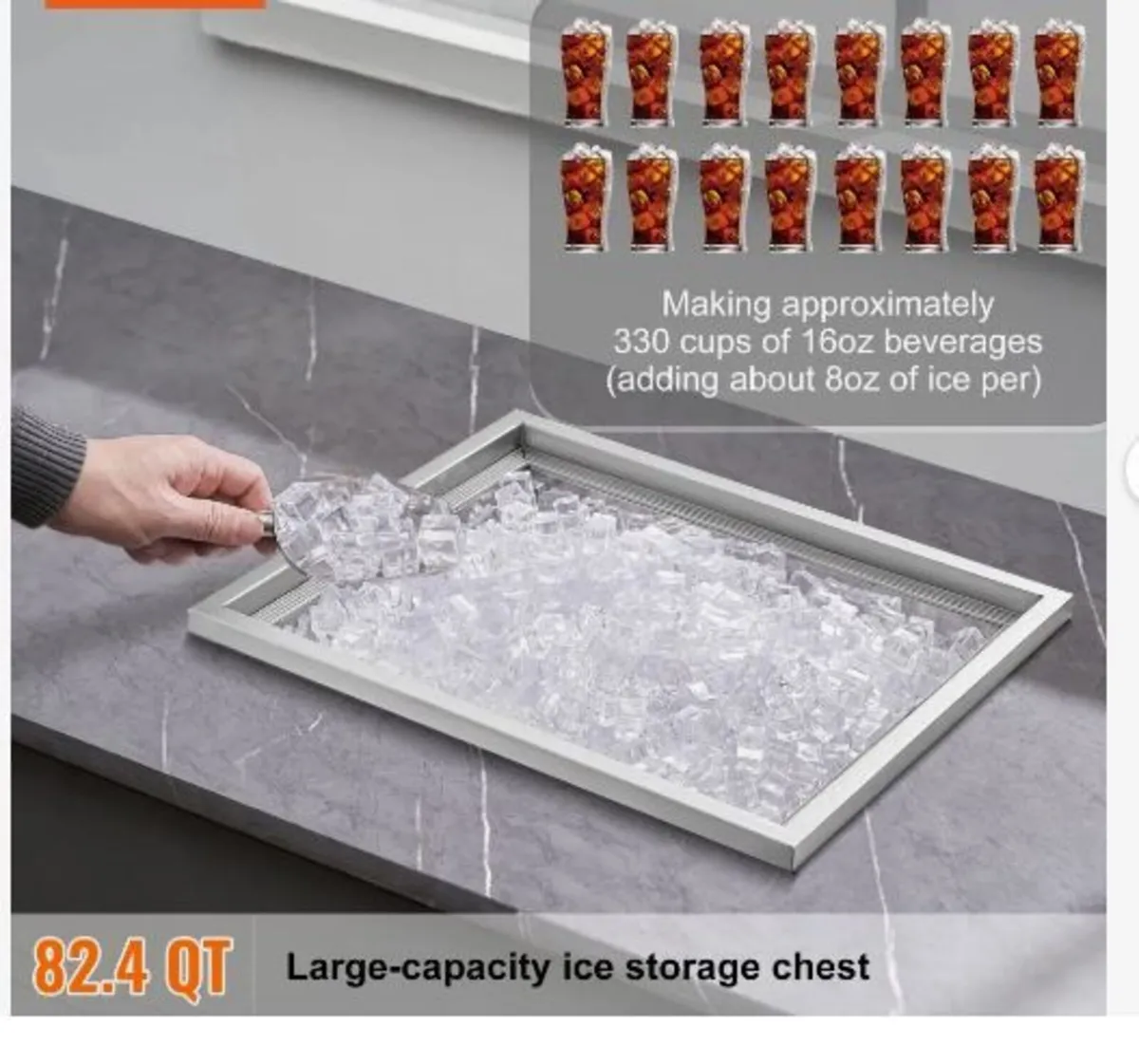 Drop in Ice Chest, 21"L x 17"W x 18"H Stainless - Image 2