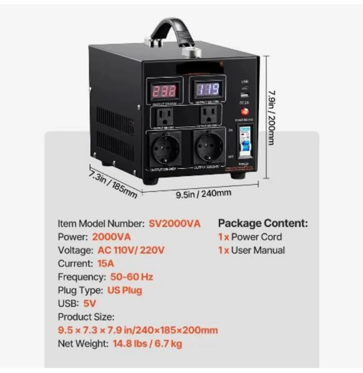 Voltage Converter Transformer, 2000VA - Image 4