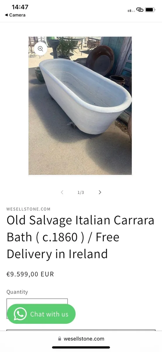 Old Italian White Marble Bath from1860 - Image 1