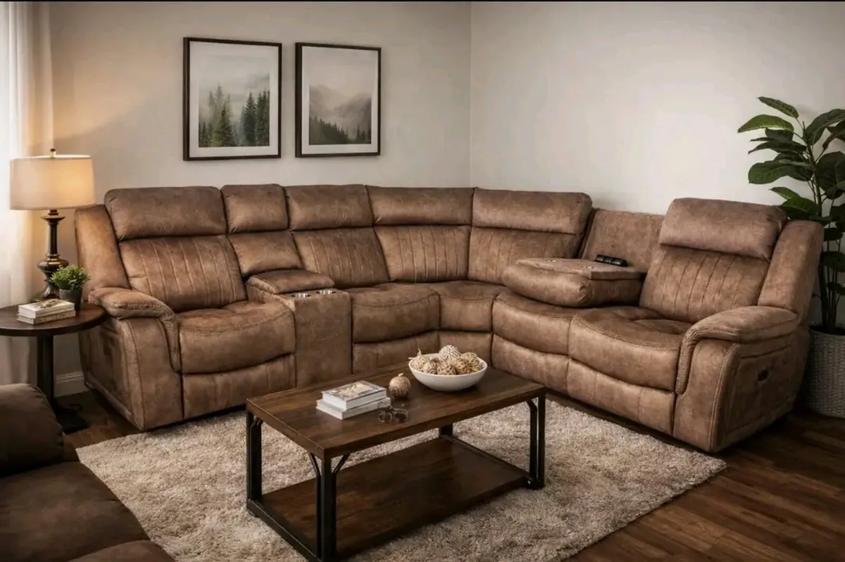 Bruno Corner Fabric Recliner Sofa - Image 2