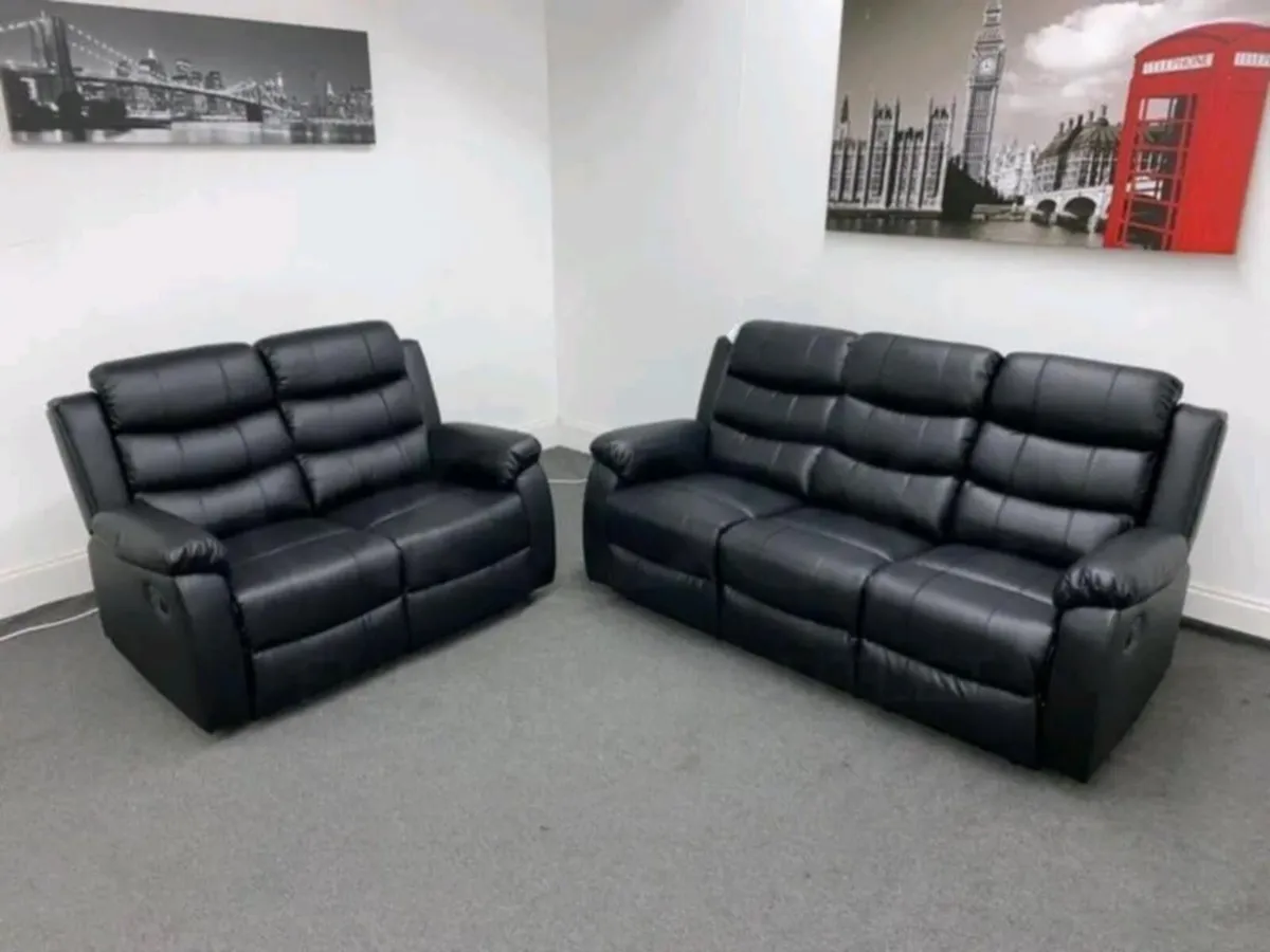 Roma 3+2 Manual Leather Recliner Sofa Set - Image 3