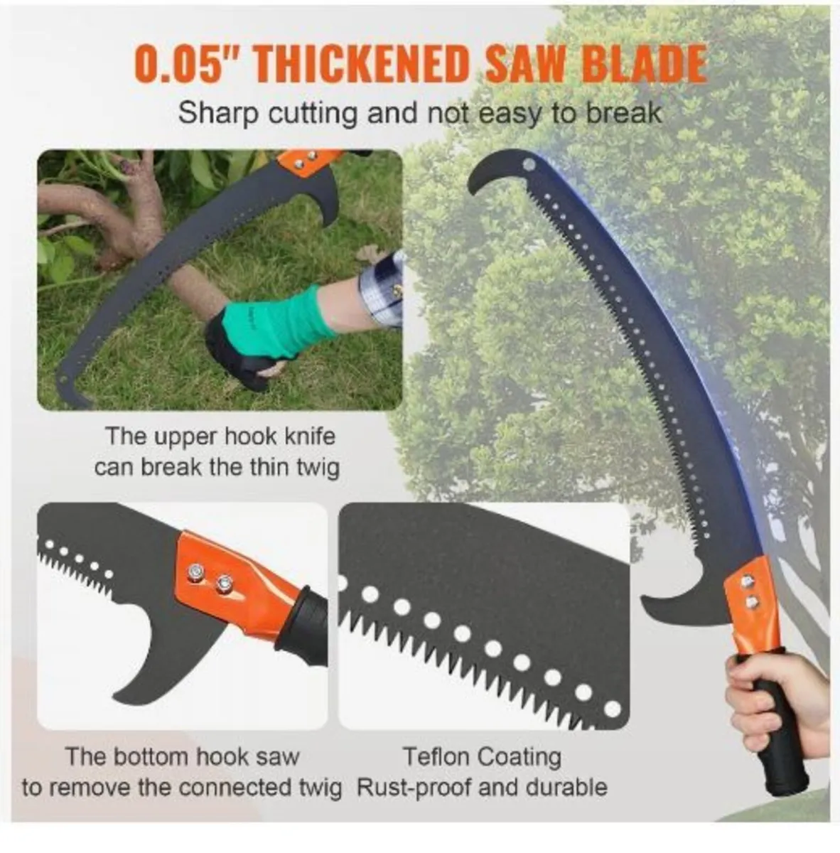 Manual Pole Saw, 2.2-8.2 m Extendable Tree - Image 3