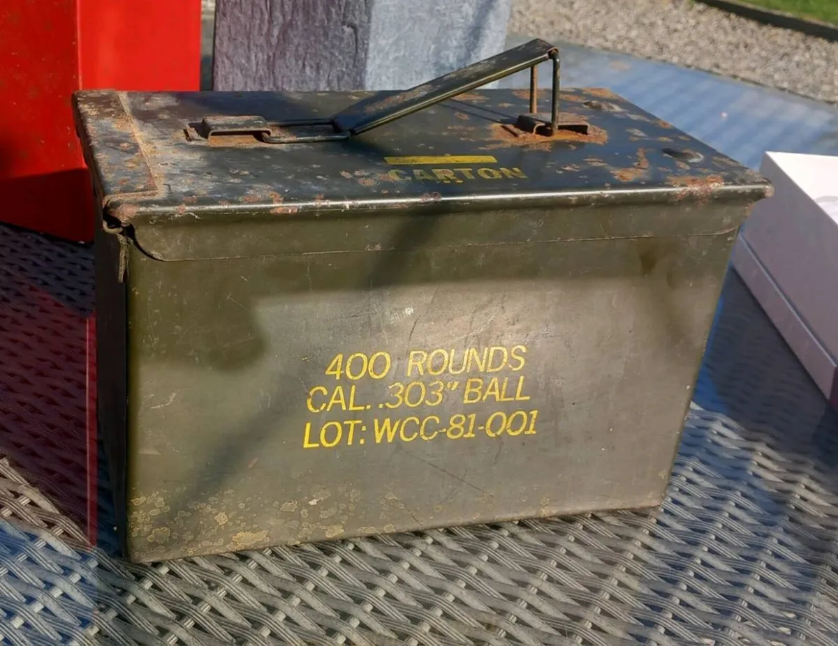 Military army ammo metal box, old, original,  D18 - Image 1