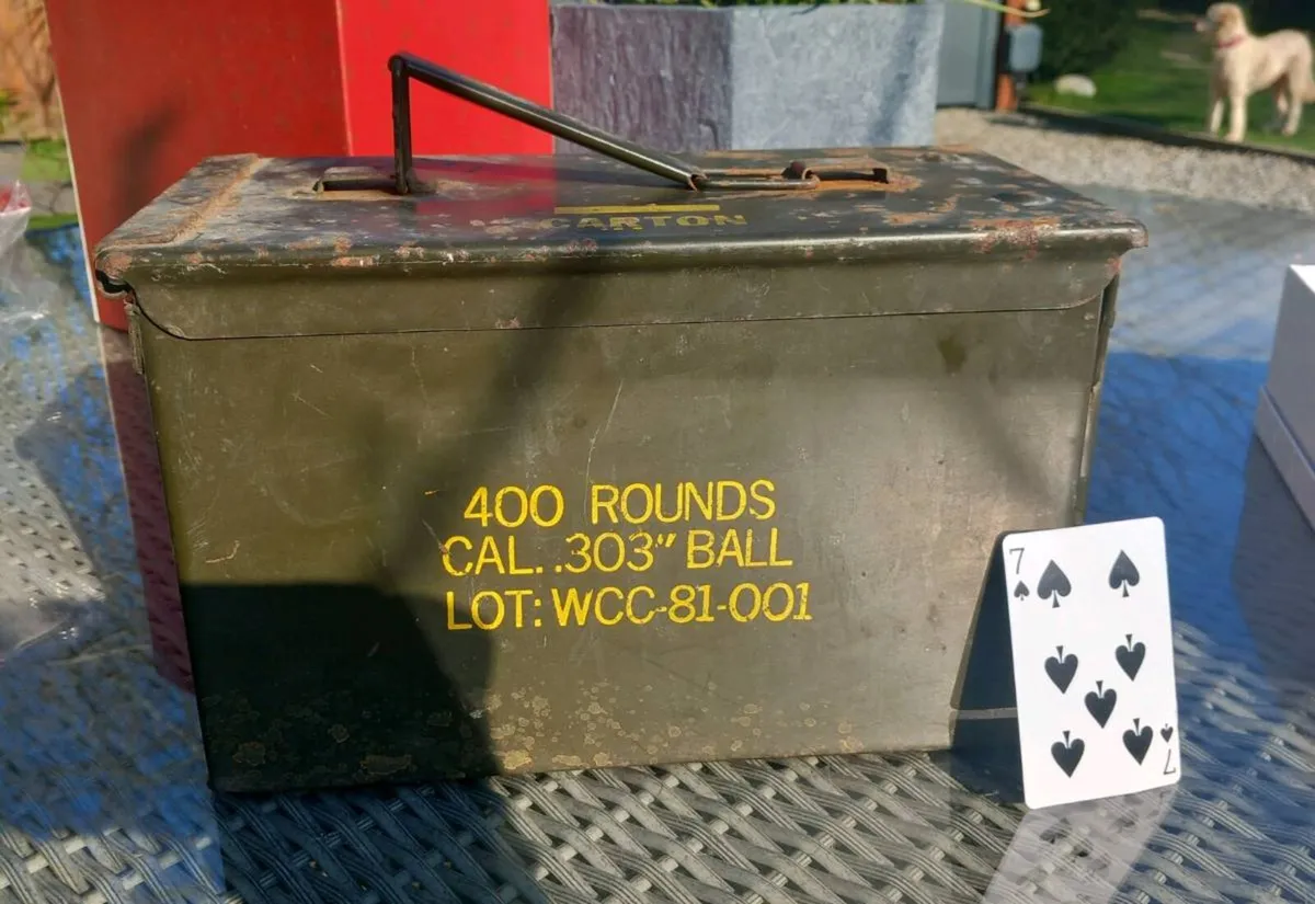 Military army ammo metal box, old, original,  D18 - Image 2