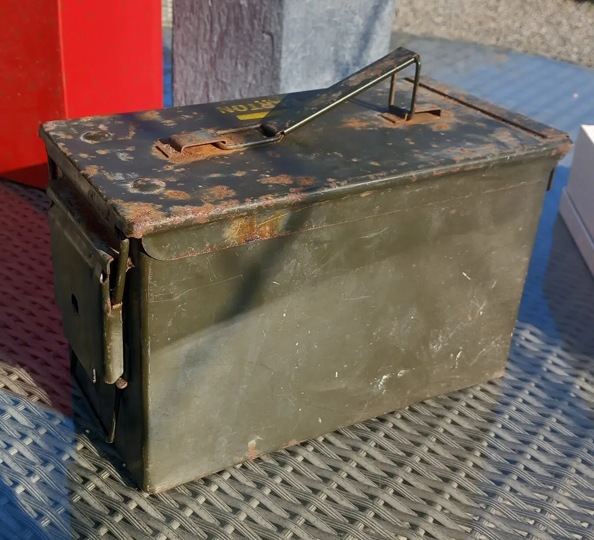 Military army ammo metal box, old, original,  D18 - Image 4