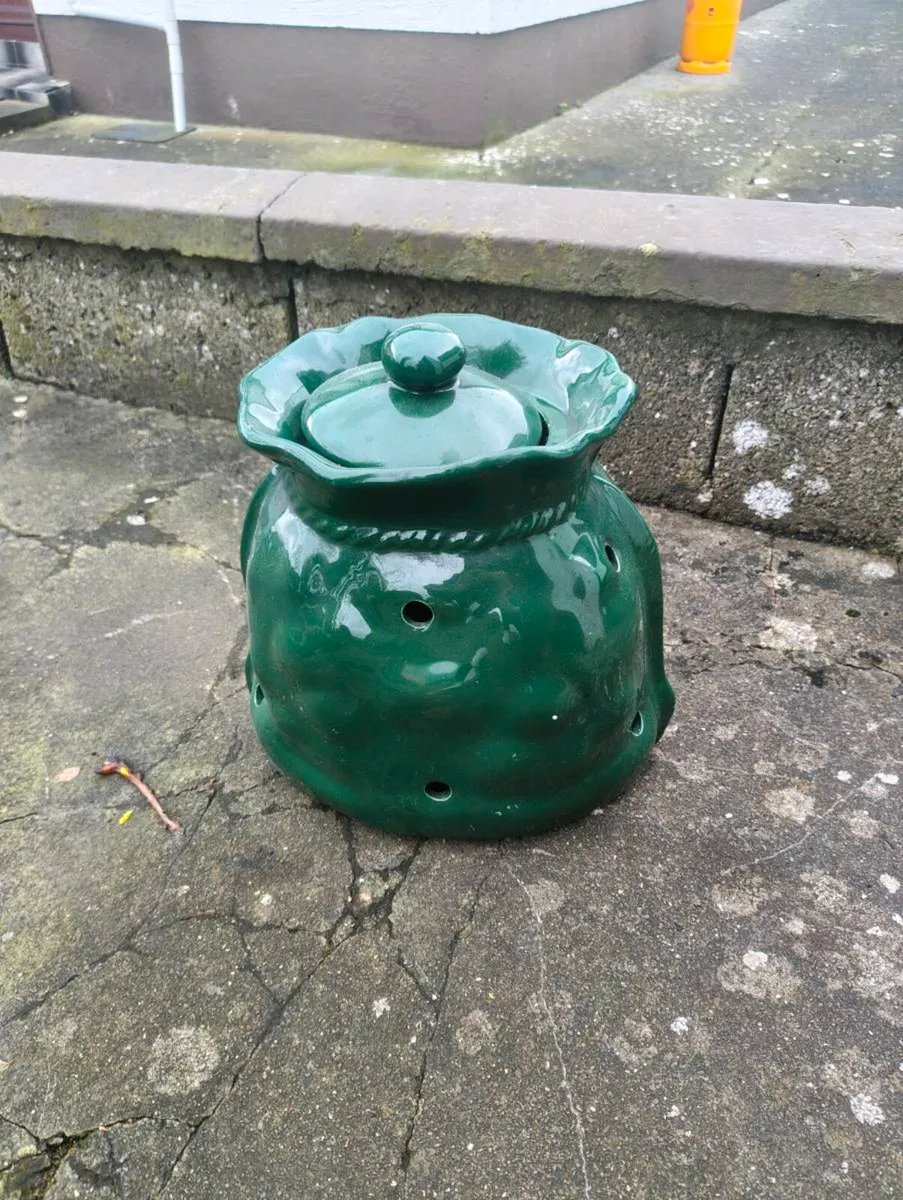 Antique Glazed Garlic Pot - Image 1