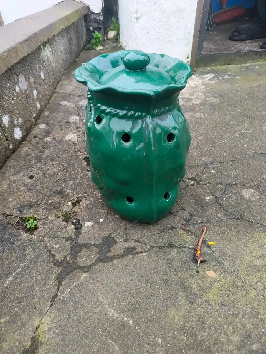 Antique Glazed Garlic Pot - Image 2