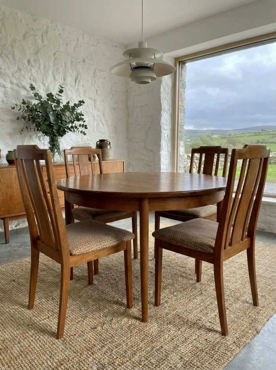 Mid Century Modern G Plan Fresco Teak Table Chairs - Image 1