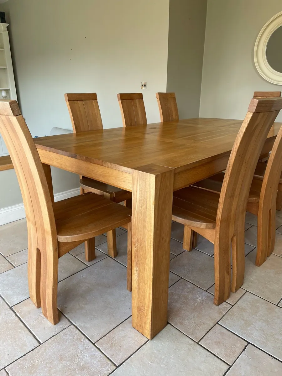 Solid Oak Dining Table and 8 Chairs - Image 1