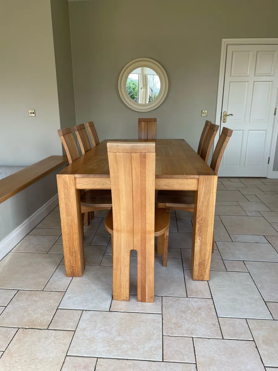 Solid Oak Dining Table and 8 Chairs - Image 3