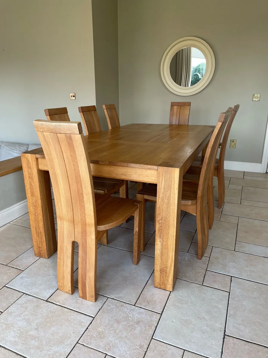 Solid Oak Dining Table and 8 Chairs - Image 2