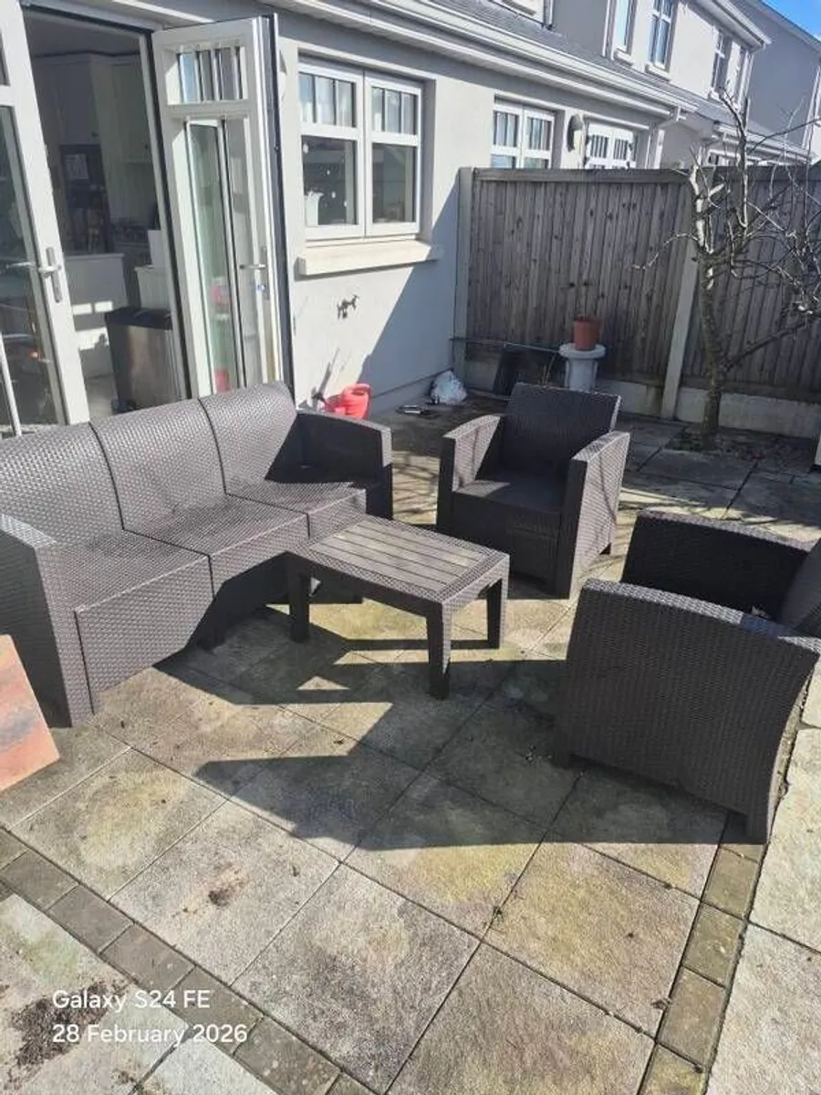 3 Piece Rattan Garden Furniture + Table