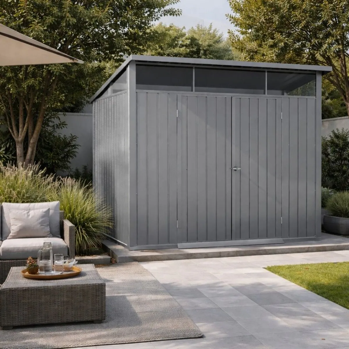 8x6 Palladium Steel Modern Garden Shed - Image 1