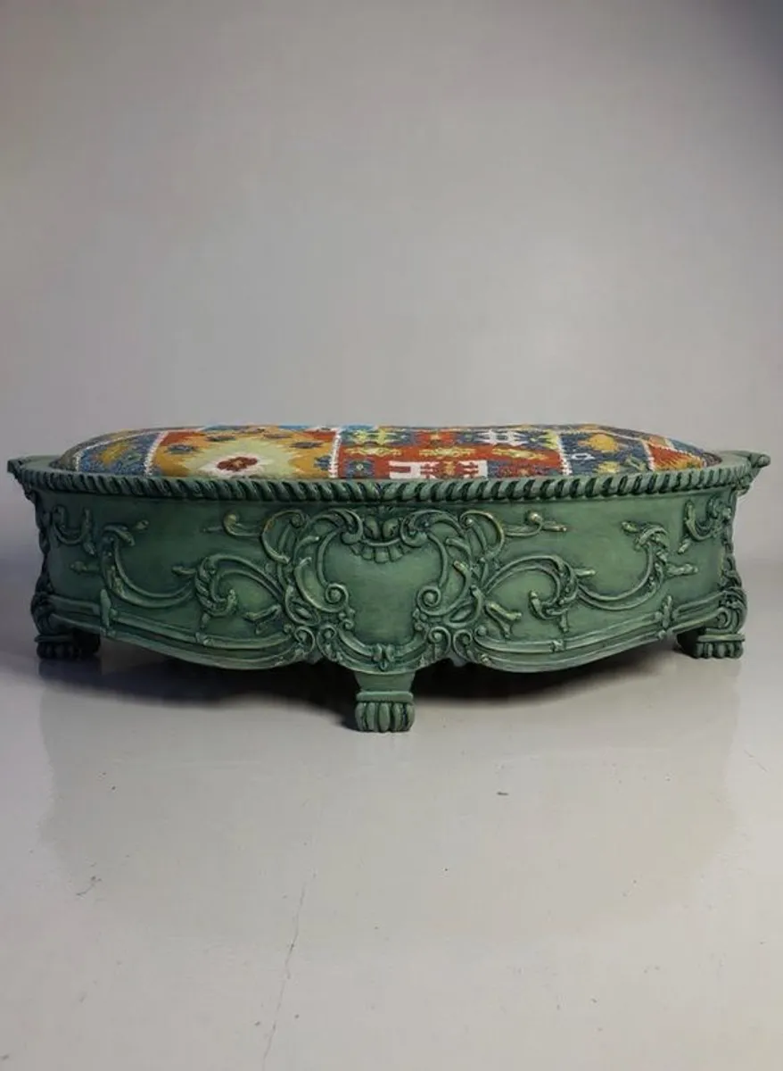 Beautiful Painted French Oversized Footstool or Bedend Bench - Image 1