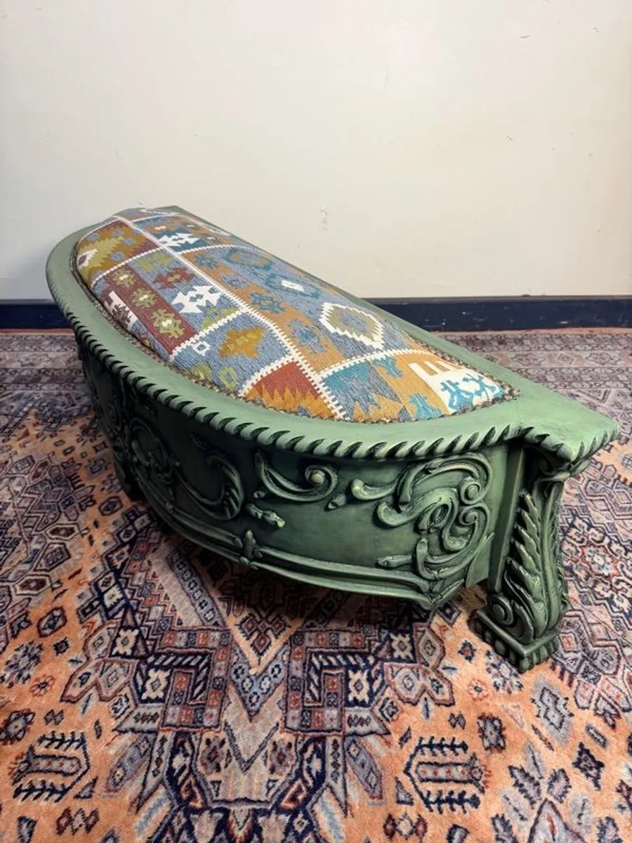 Beautiful Painted French Oversized Footstool or Bedend Bench - Image 2